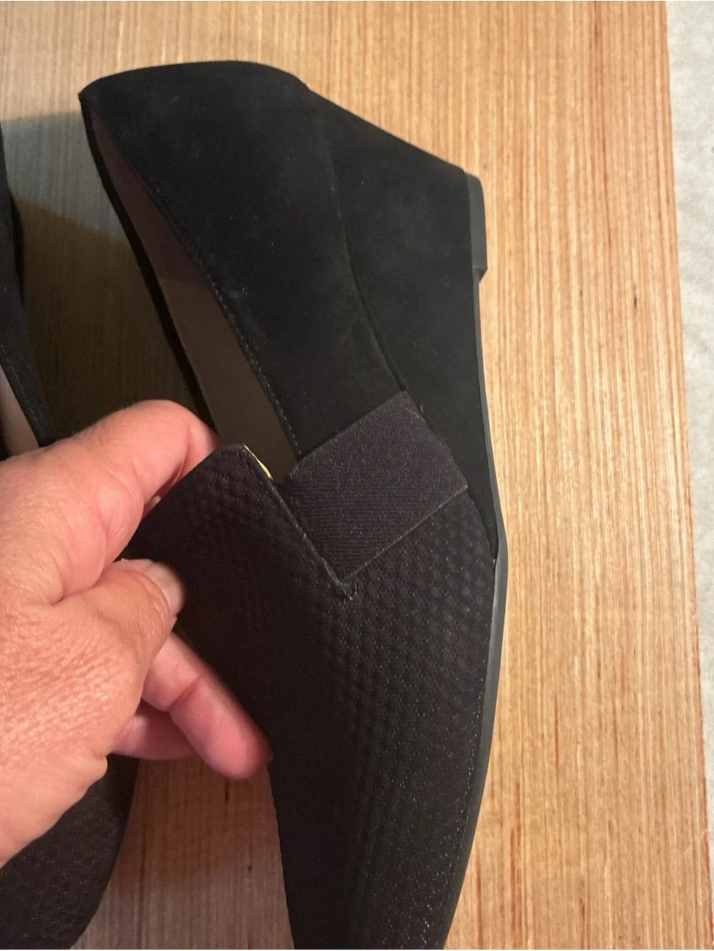 Alex Marie Black wedged Textured Slip-On Flats Sz 8.5